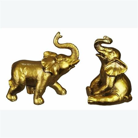 YOUNGS Resin Gold Painted Elephants Accent, Assorted Color - 2 Piece 20852